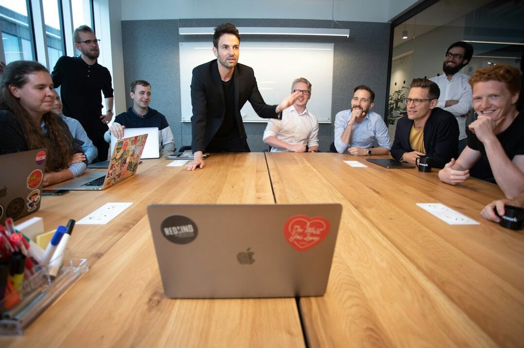 confident speaker in group