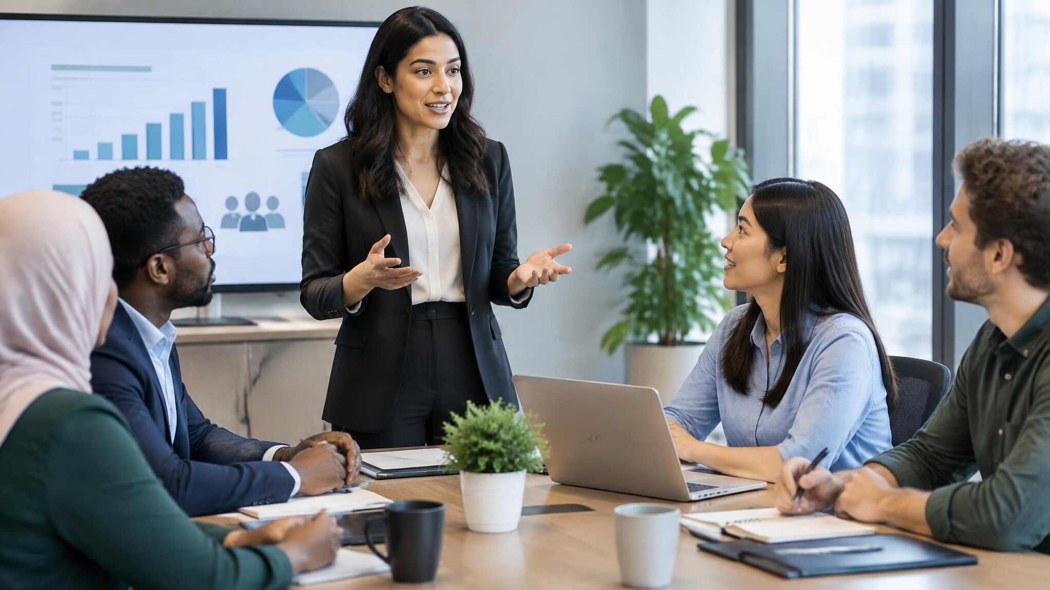 woman leading team meeting