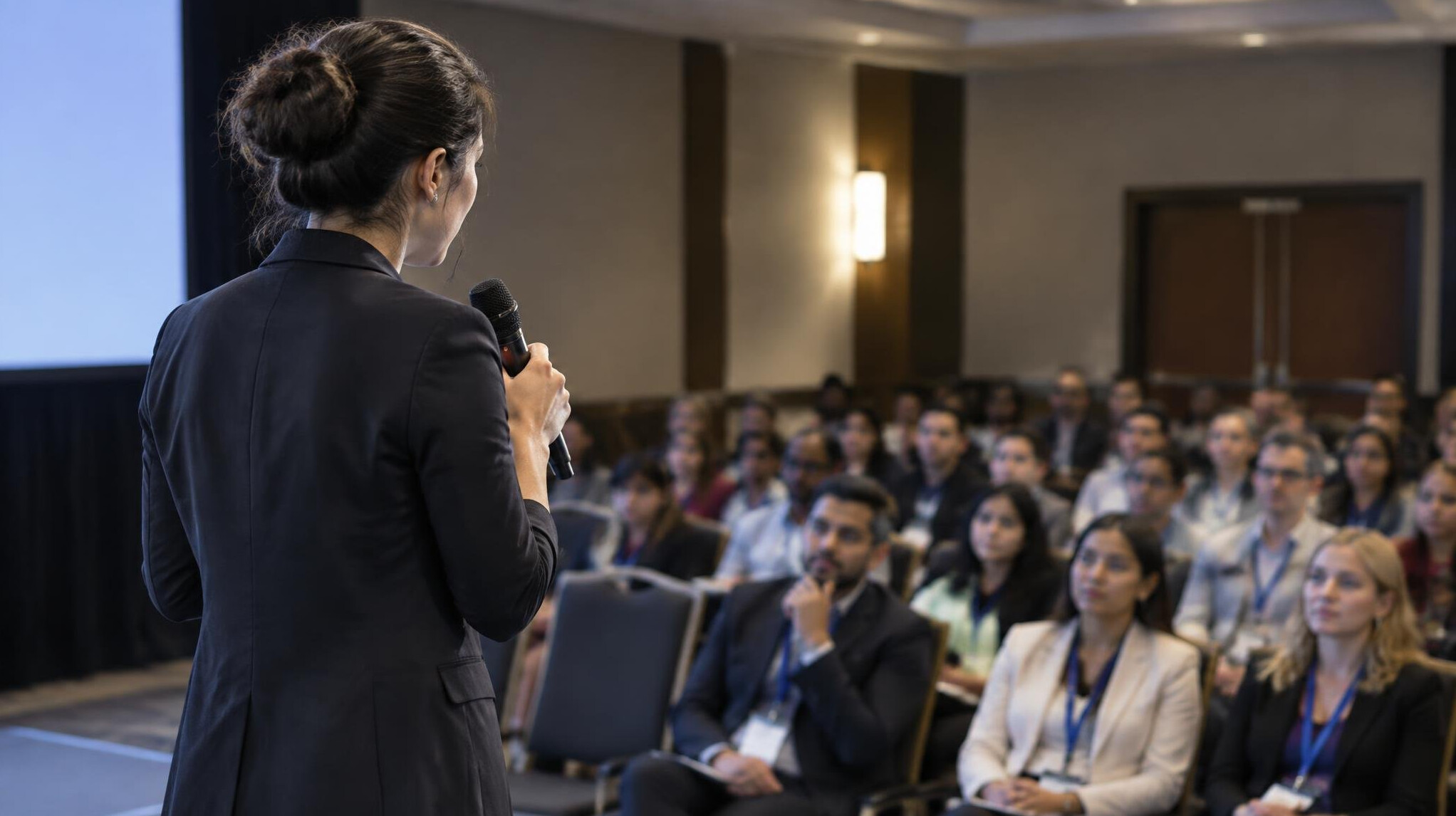 person speaking on stage